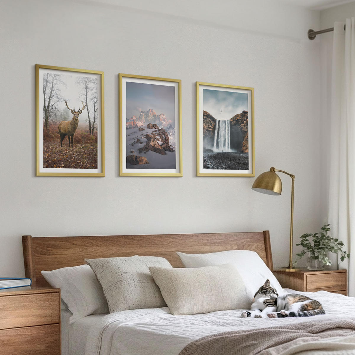 BILDER SET 3er Set - 40x60 cm Goldrahmen - Wilde Berglandschaften - Goldfarben, Kunststoff (40/60cm) - TULUP