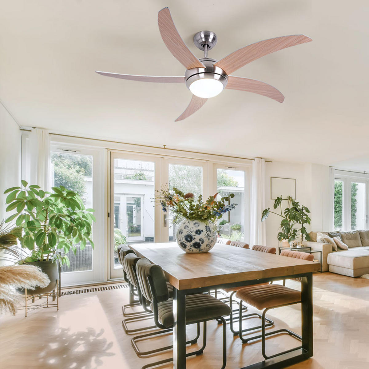 LED DECKENLEUCHTE Deckenventilator Braun - Braun, Metall (132/41/41cm)