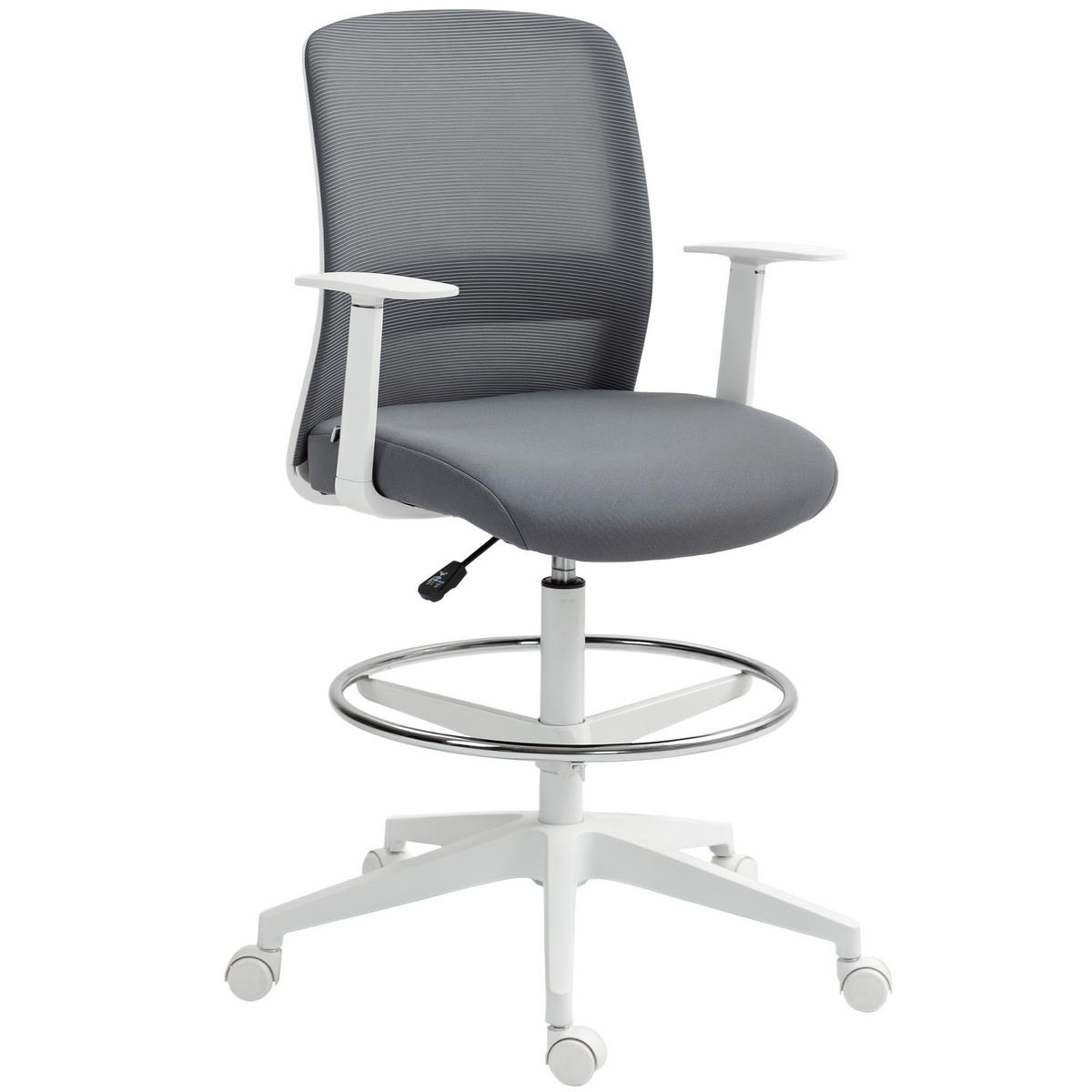 DREHSTUHL DE-05188 Drehbar, rollbar mit Netzrücken & Fußstütze Grau - Grau, Metall (57.5/121/61.5cm) - ComfortXL
