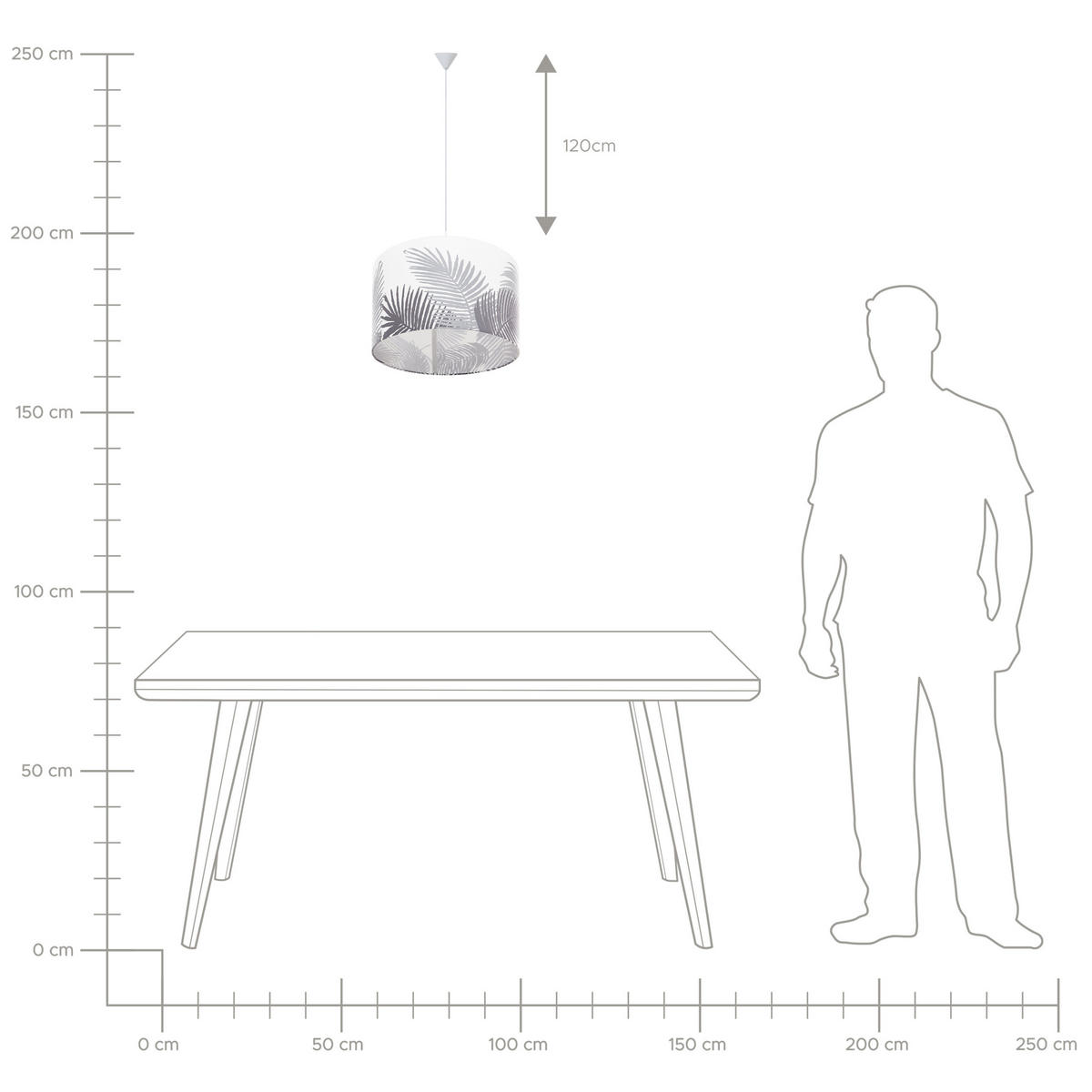 HÄNGELEUCHTE Ziller 48/48/157 cm - Grau, Textil (48/48/157cm) - Beliani