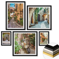 WANDBILDER 5er-Set - 50x50 cm & 20x30 cm & 40x60 cm Schwarzer Rahmen - Porträts von Frauen mit Lippen - Schwarz, Kunststoff (40/60cm) - ArtPrintCave