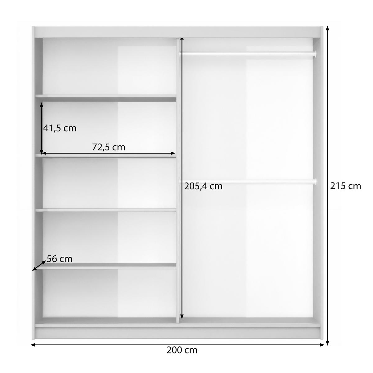 SKŘÍŇ S POSUVNÝMI DVEŘMI Travis s posuvnými dveřmi, 2 dveře a LED osvětlení, 200 cm, kašmír - kašmírová, kompozitní dřevo (200/215/65cm) - Beautysofa