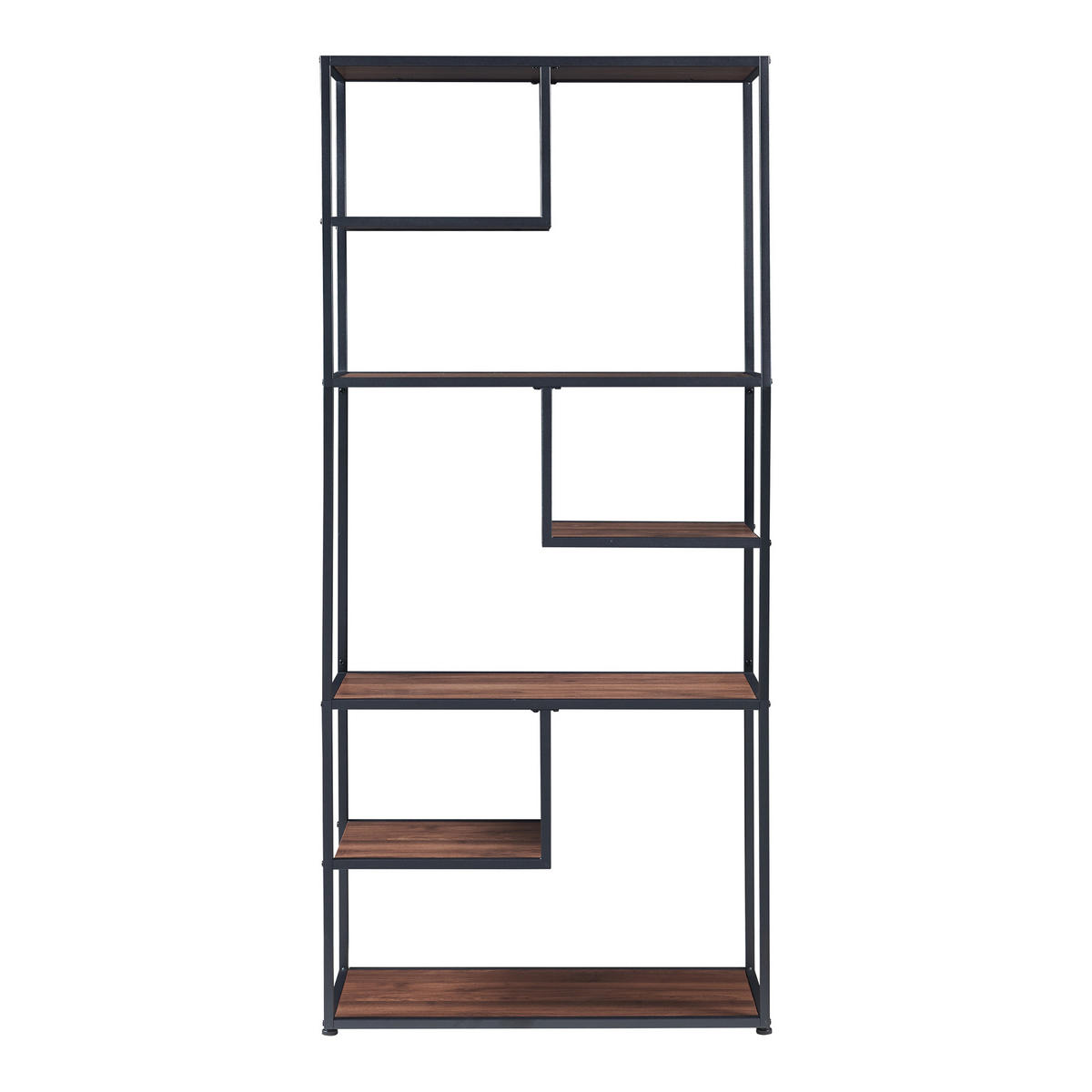 BÜCHERREGAL Østre - Walnussfarben/Schwarz, Holzwerkstoff/Metall (83/180/34cm) - [en.casa]