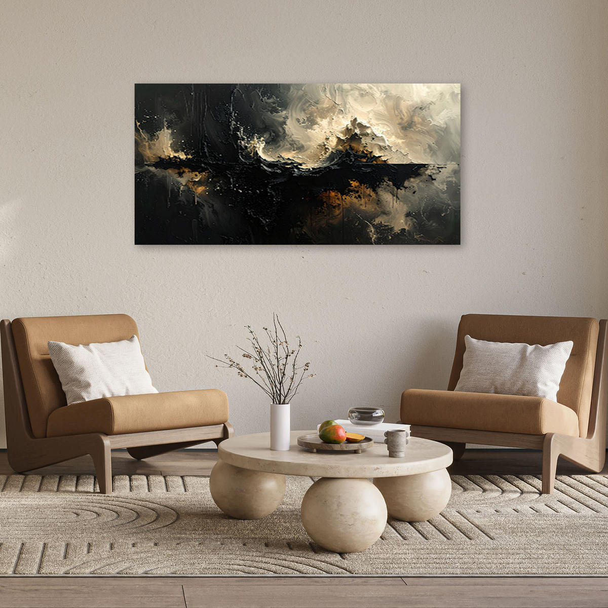 LEINWANDBILD Abstraktion 80x40cm - Schwarz, Textil (80/40cm) - Feeby