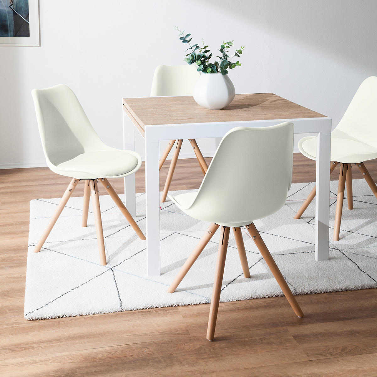 ESSZIMMERSTUHL - Kunststoff / Massivholz - Weiß, Holz/Kunststoff (48/84/54cm) - home24