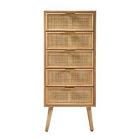 KOMMODE mit 5 Schubladen und Fronten aus natürlichem Rattan - H100,5 cm - Apfelbaumfarben, Holzwerkstoff (42/100.5/36.5cm) - Calicosy