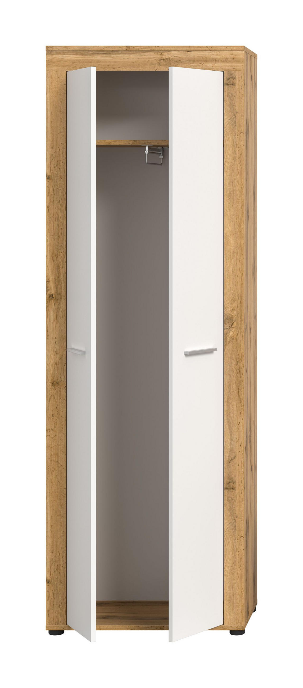 GARDEROBENSCHRANK JAM (B/H/T: ca. 64/191/35 cm) in Wotan Eiche Nachbildung/weiß - Eichefarben, Holzwerkstoff (64/191/35cm)