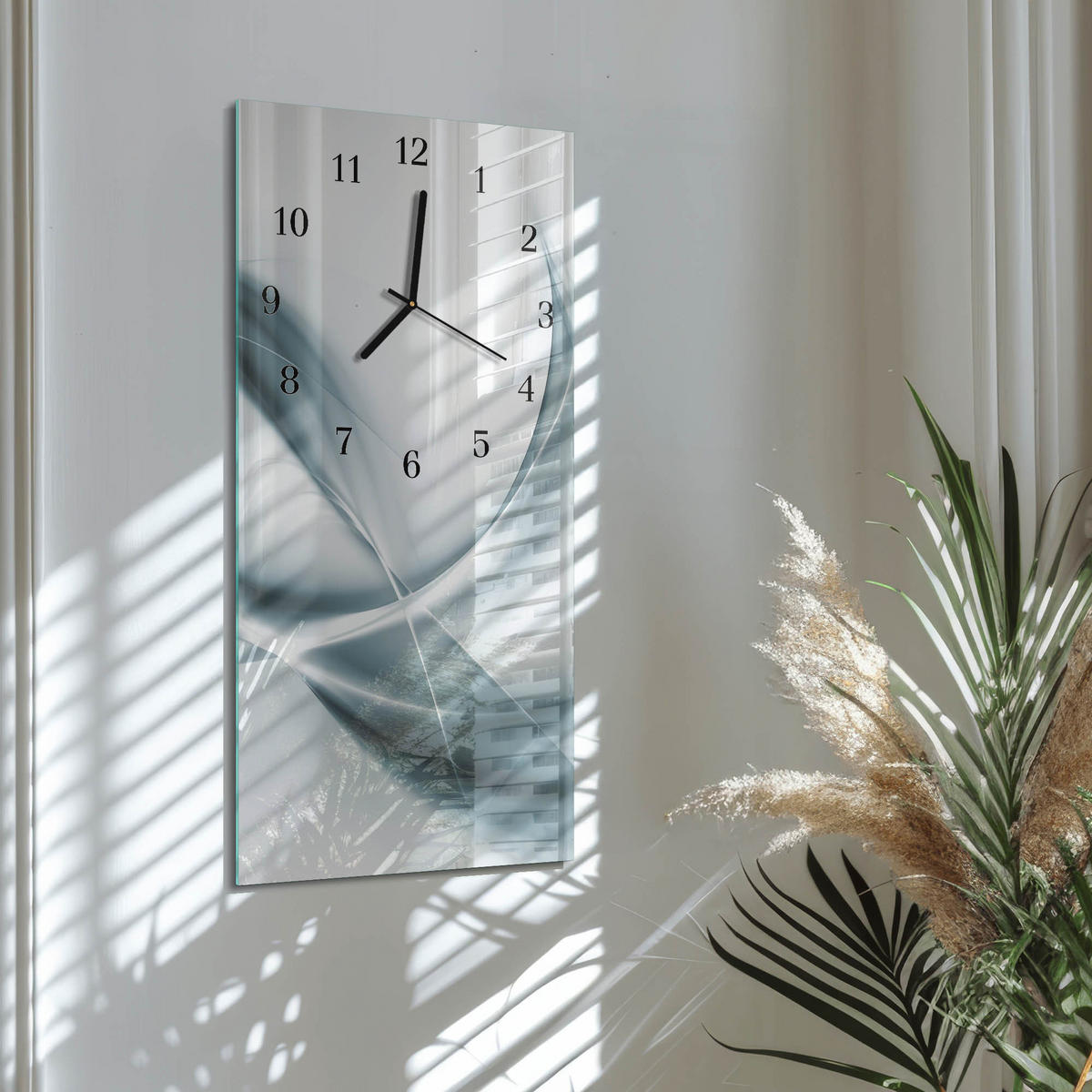 WANDUHR 60x30 cm - Vanille mit Zitrone - Silberfarben, Glas (30/60/0.4cm) - TULUP