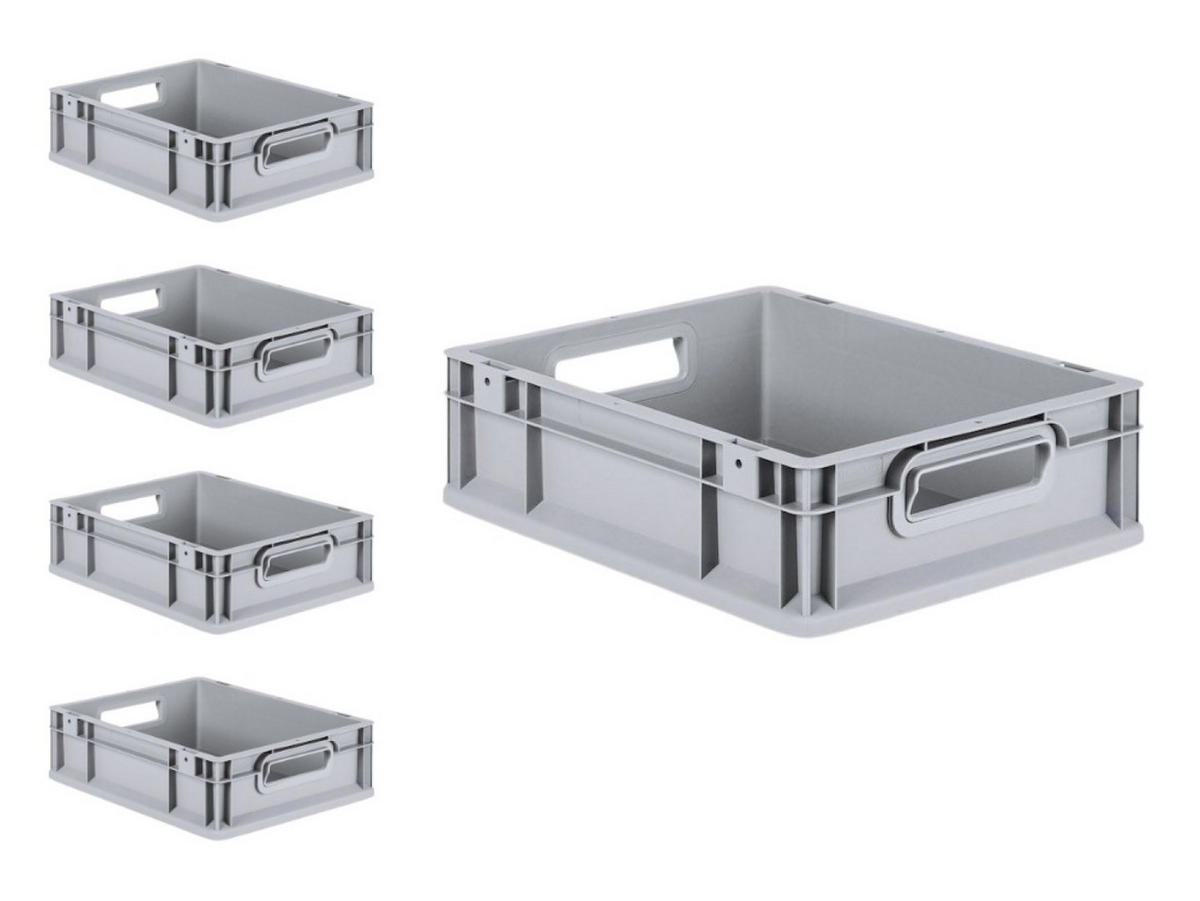 EUROBOX 5x Nextgen Economy Griffe Offen 12x30x40cm 11 Liter - Grau, Kunststoff (30/12/40cm) - PROREGAL