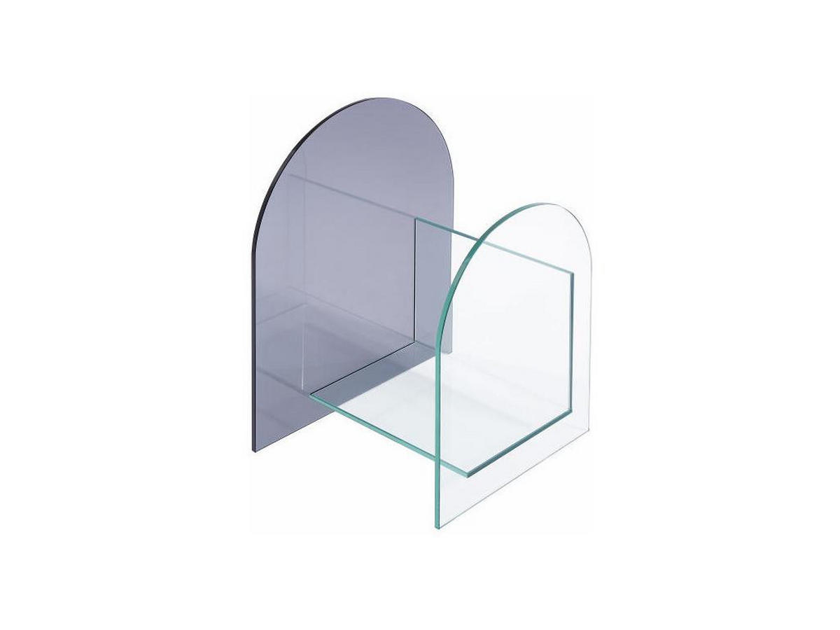 ZEITUNGSSTÄNDER - Sicherheitsglas - Transparent & Grau - DUSILLA - Transparent, Glas (35/55/45cm) - Vente-Unique