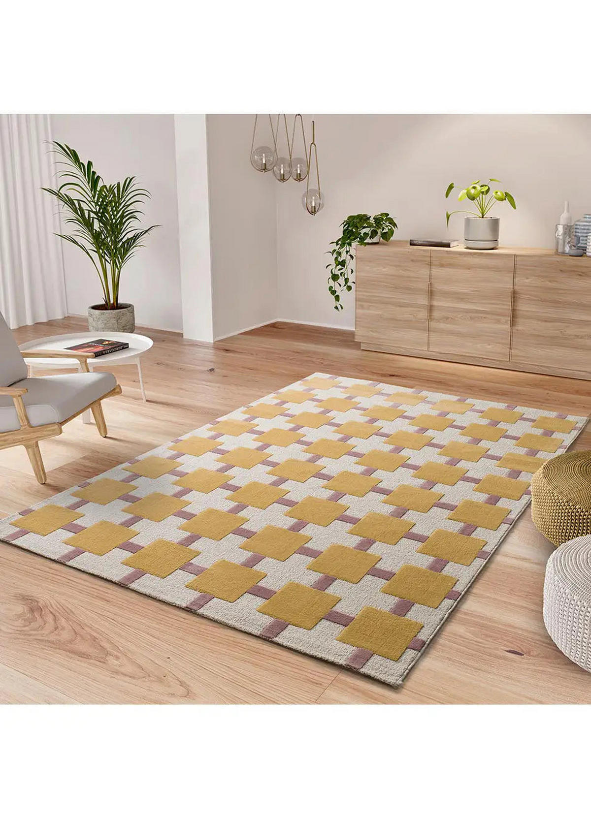 KURZFLORTEPPICH Senf / Rosa Flashy 160/230 cm - Pink/Dunkelgelb, Naturmaterialien/Textil (160/230cm) - Atticgo