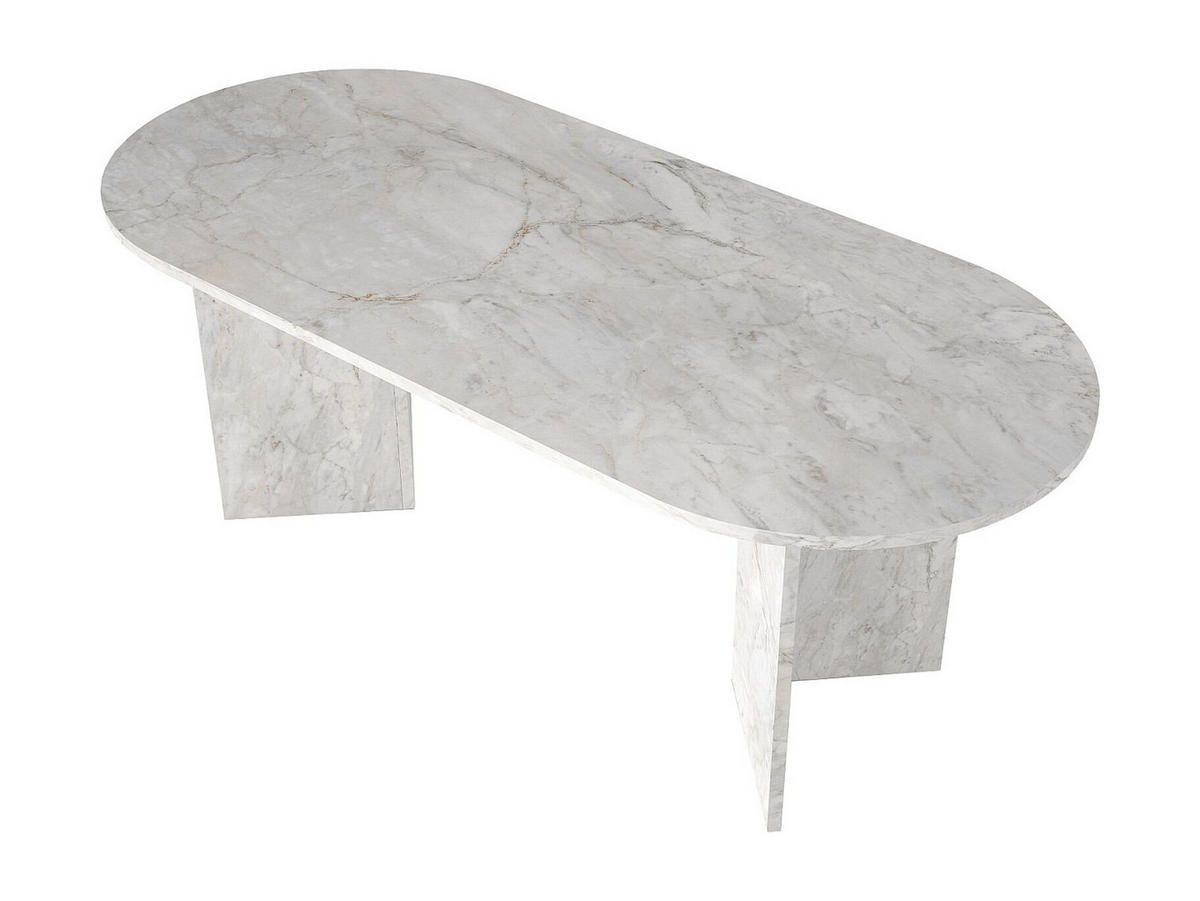 ESSTISCH 8 Personen - Marmor-Optik Weiß - TOPANIA - Weiß, Holz (200/90/74.7cm) - Vente-Unique