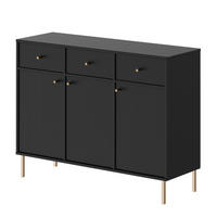 KOMMODE FLOW 124/41/95 cm, 3 Schublade(n), Schwarz - Schwarz, Holzwerkstoff/Metall (124.5/95/40.8cm) - Idohome