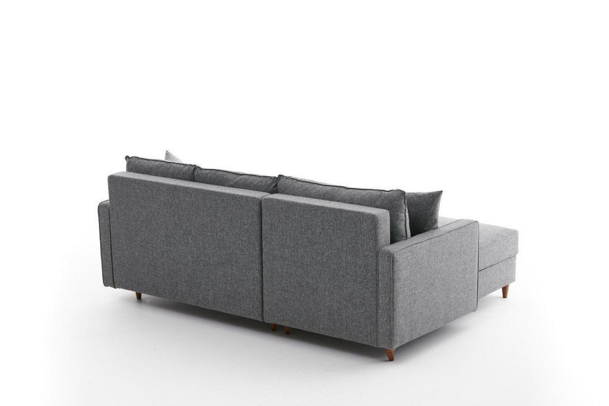 ECKSOFA mit Hocker, Schlaffläche - Walnussfarben/Braun, Holz/Kunststoff (210/155cm) - myHomelando