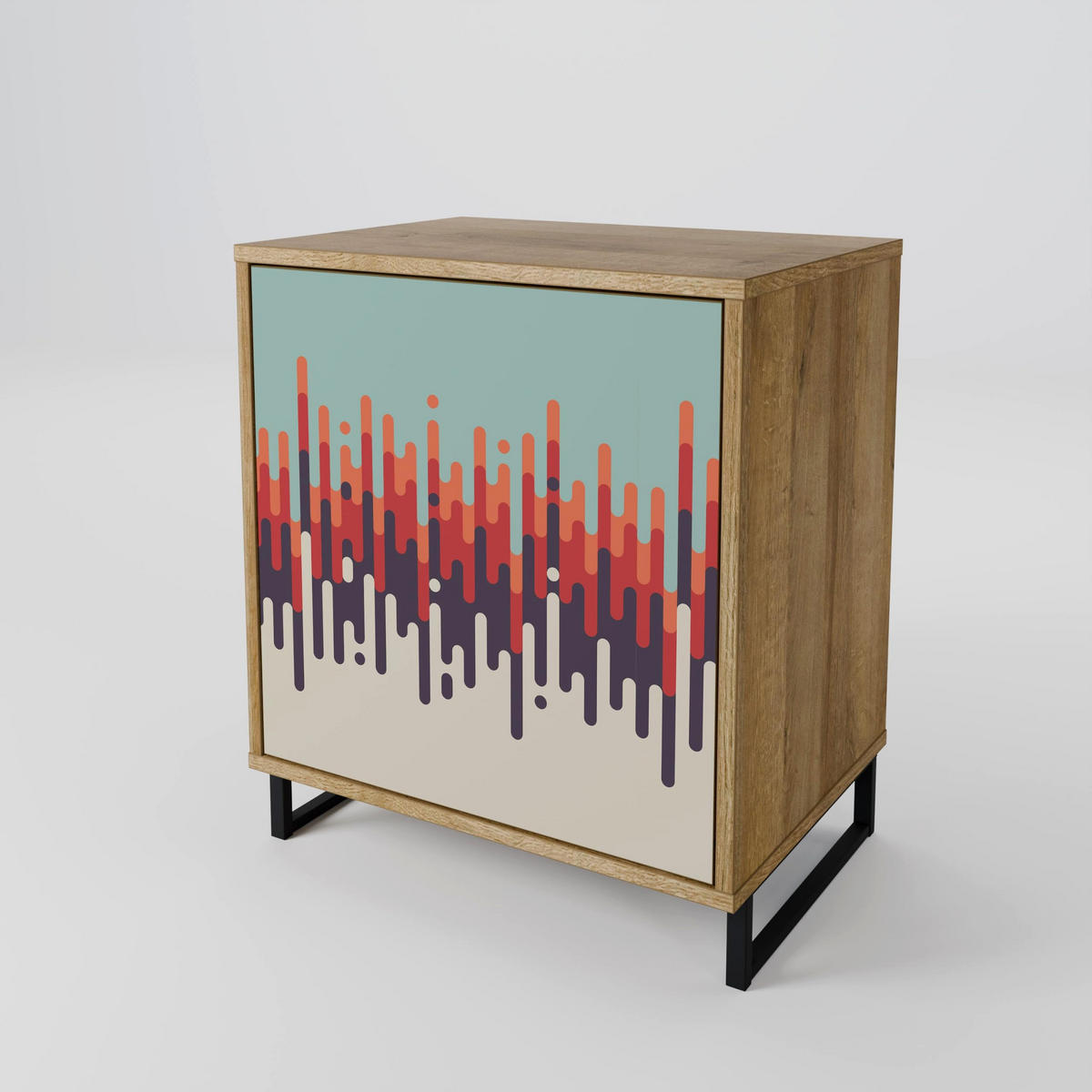 SIDEBOARD CHROMA CONTOURS, Eichefarben, 57,5x42x75,5 cm, Goldfarbene Metallfüße - Eichefarben/Goldfarben, Holzwerkstoff/Metall (57.5/75.5/42cm) - SpaceRebels