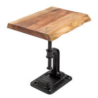 BEISTELLTISCH FACTORY Akazie 50cm - Schwarz/Braun, Holz/Metall (35/43/46cm) - riess-ambiente