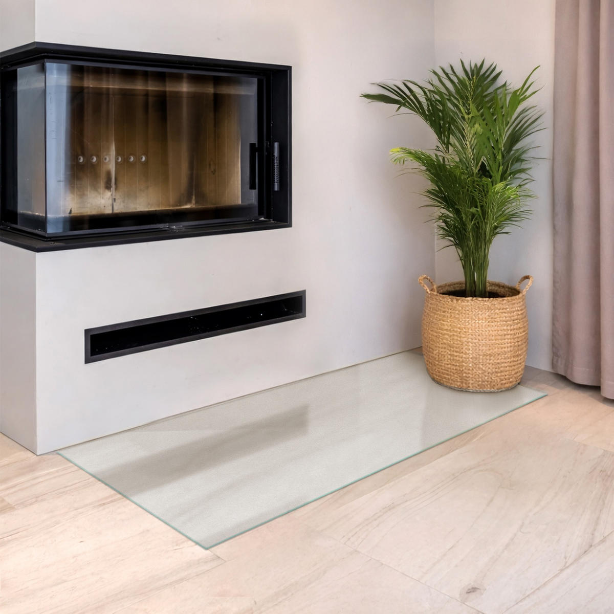 SKLENĚNÁ PODLOŽKA pod kamna 120x60 cm – mléčné sklo - průhledná, sklo (120/70/0.4cm) - TULUP