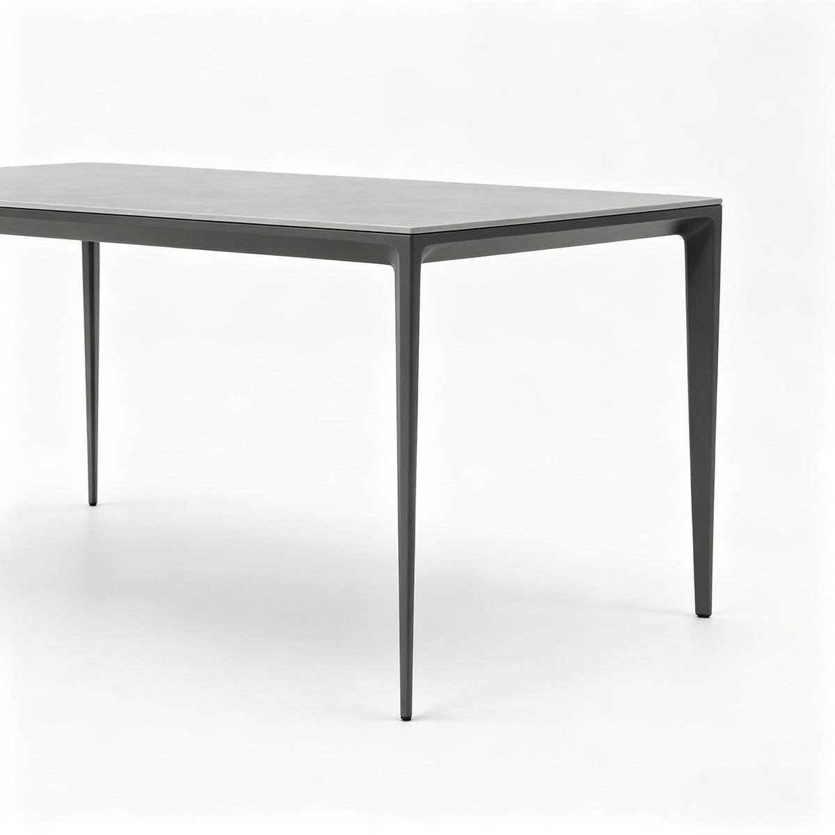 GARDEN ESSTISCH Platte & Stahl Grau, Matt - Grau, Metall (90/160/75cm) - Authentics