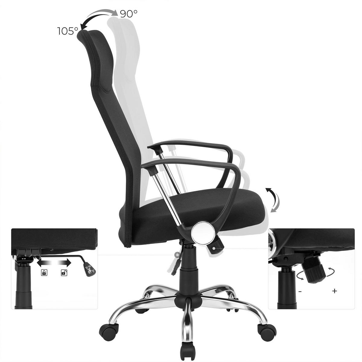 BÜROSTUHL Orlando - Schwarz, Metall (63/120/63cm) - Hansiro