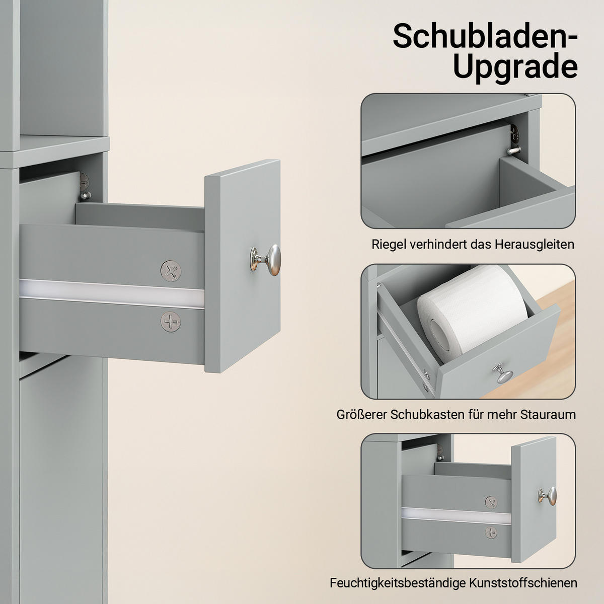 HOCHSCHRANK schmal Hellgrau - Hellgrau, Holzwerkstoff (45/58/40cm) - SoBuy