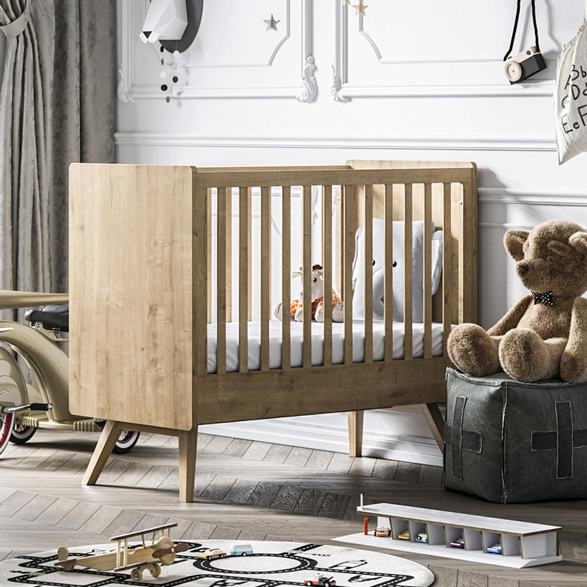 GITTERBETT Eiche - Braun, Holzwerkstoff - Petits-meubles