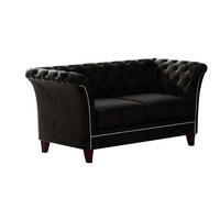 CHESTERFIELD-SOFA 2-Sitzer Fusion Schwarz Samt - Schwarz/Braun, Holz/Textil (175/75/82cm) - S-Style Möbel