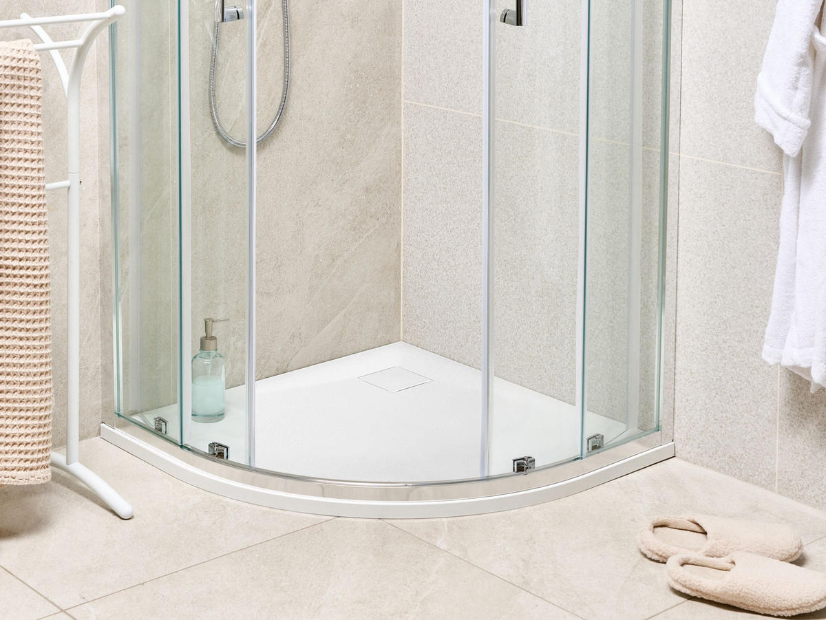 CĂDIȚĂ DE DUȘ 80/80/3 cm albă Paron - alb, material plastic (80/3/80cm) - Beliani