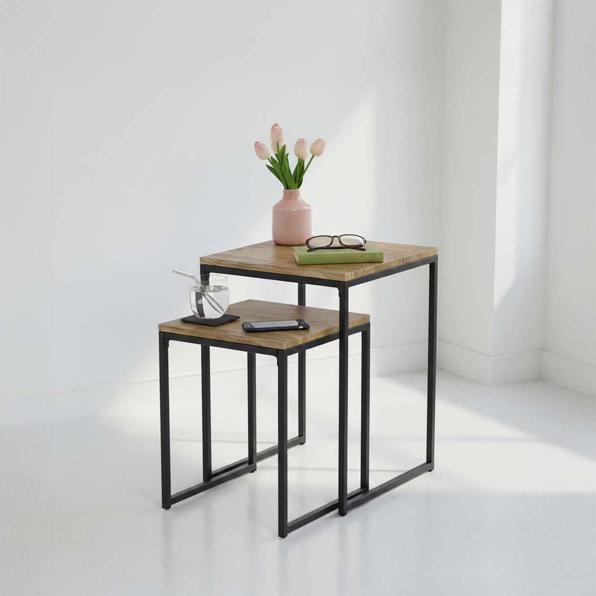 2XBEISTELLTISCH - Multicolor, Holzwerkstoff/Kunststoff (40/40/54cm) - Relaxdays