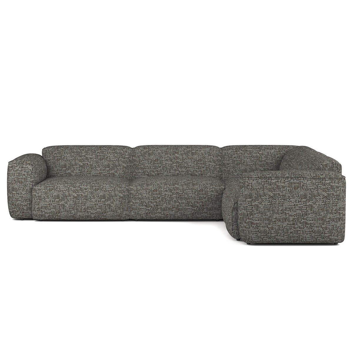 ECKSOFA mit Rundecke - Schwarz/Grau, Kunststoff/Textil (325/260cm) - home24