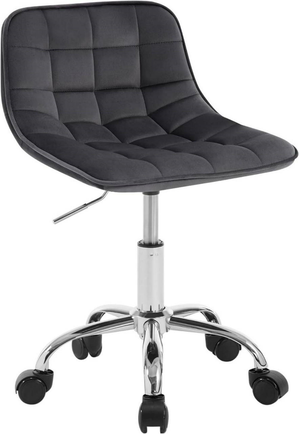 DREHSTUHL mit Rollen, Samt, Dunkelgrau - Dunkelgrau/Schwarz, Textil/Metall (43/60/50cm) - Woltu