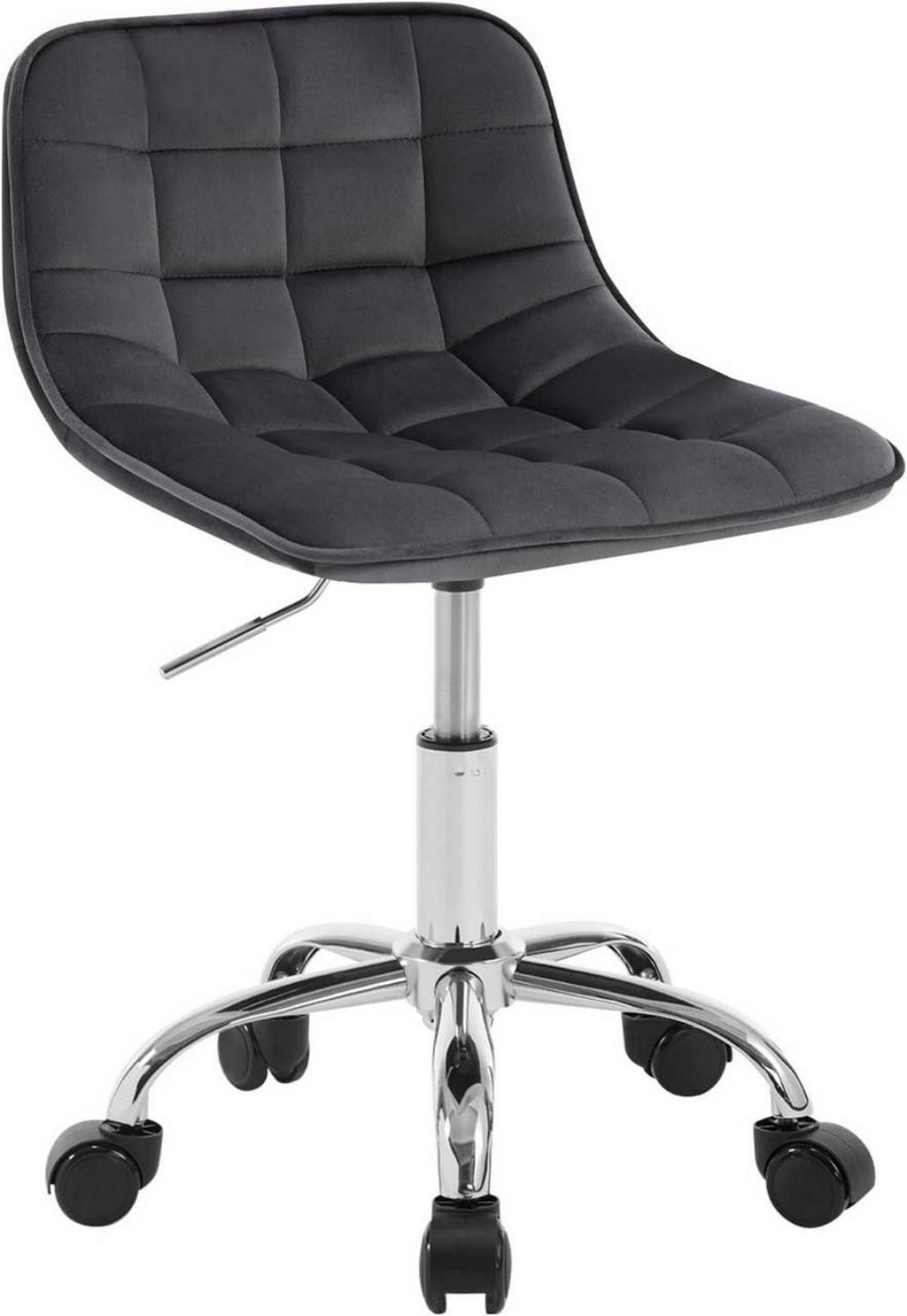 DREHSTUHL mit Rollen, Samt, Dunkelgrau - Dunkelgrau/Schwarz, Textil/Metall (43/60/50cm) - Woltu