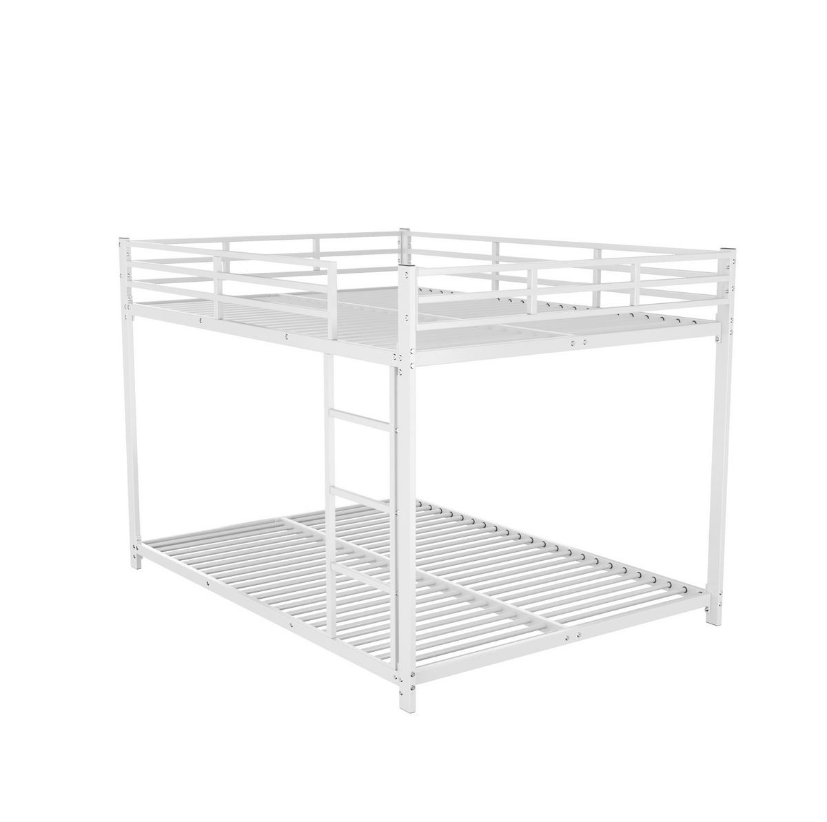 ETAGENBETT 140/200 cm aus Metall mit Sicherheitsgeländer und platzsparendem Design, Weiß - Weiß, Metall (140/200cm) - Redom