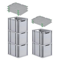 EUROBOX 5x Nextgen Economy Mit Auflagedeckel Grau/Grün Griffe Offen 30 Liter - Grün, Kunststoff (30/32/40cm) - PROREGAL