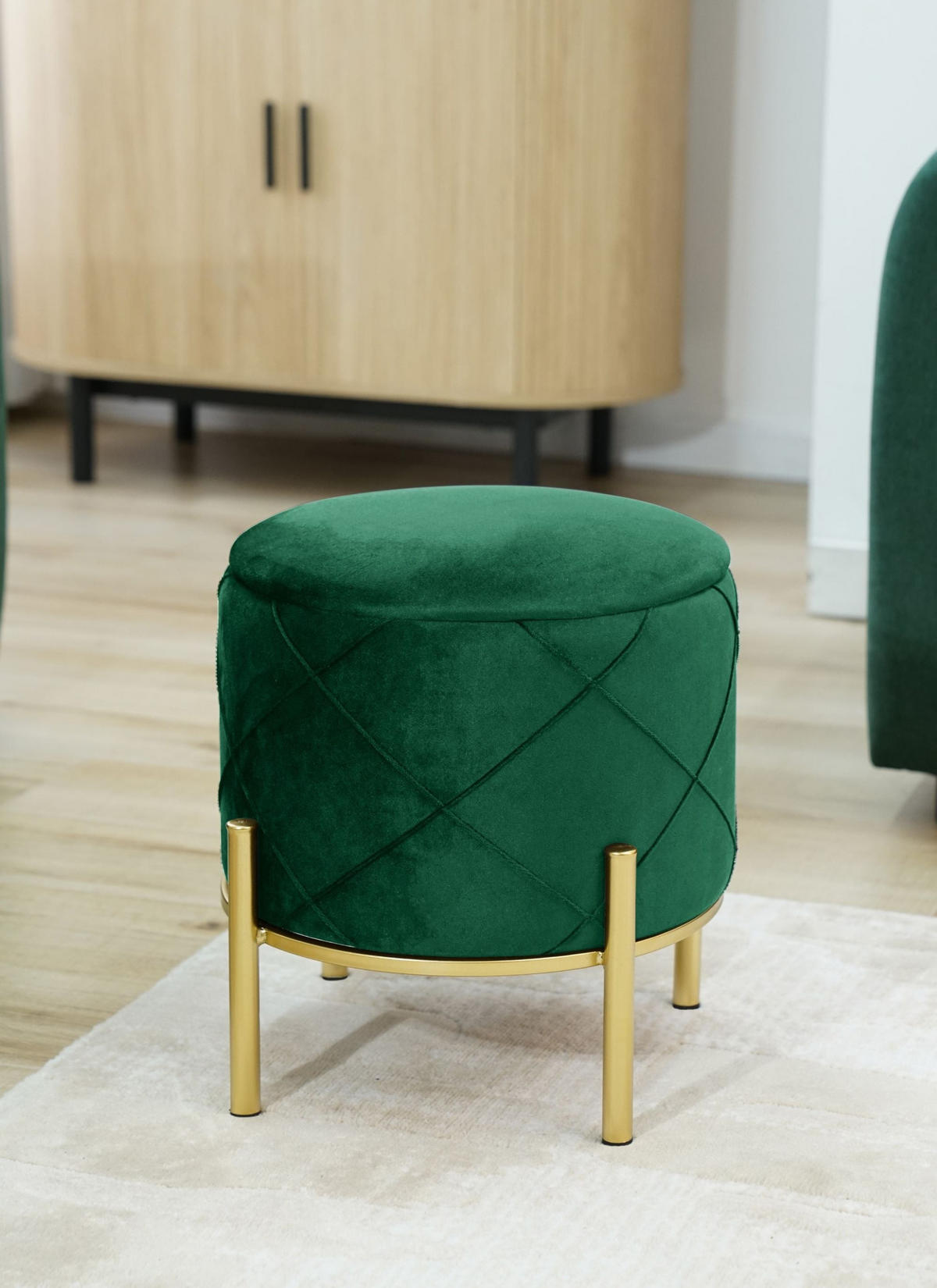 SITZHOCKER mit Stauraum, Polsterhocker Grün 37/40/37 - Grün, Textil (37/40/37cm) - RAUMHIRSCH FURNITURE