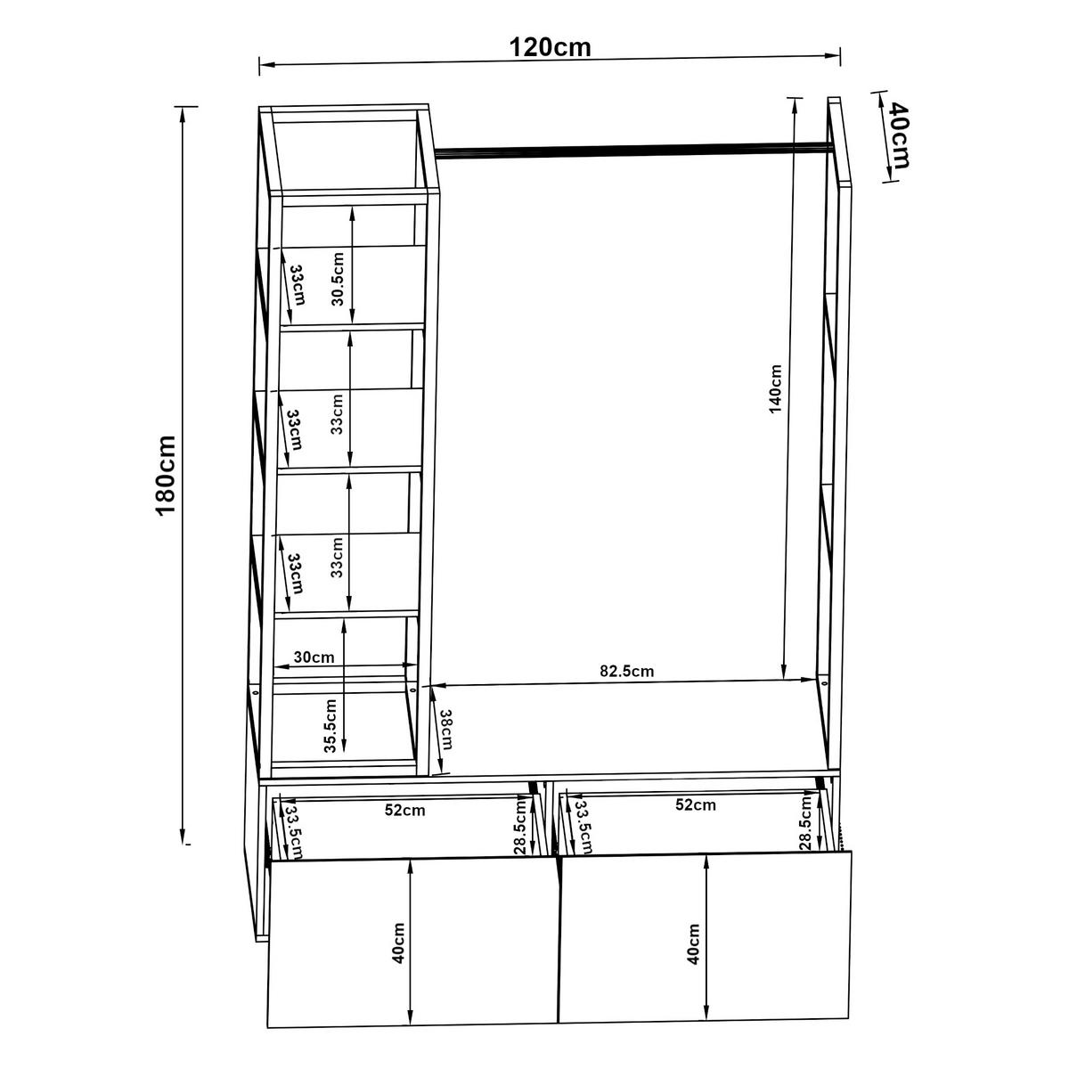 GARDEROBENSTÄNDER Egmating - Walnussfarben, Holzwerkstoff (120/180/40cm) - [en.casa]