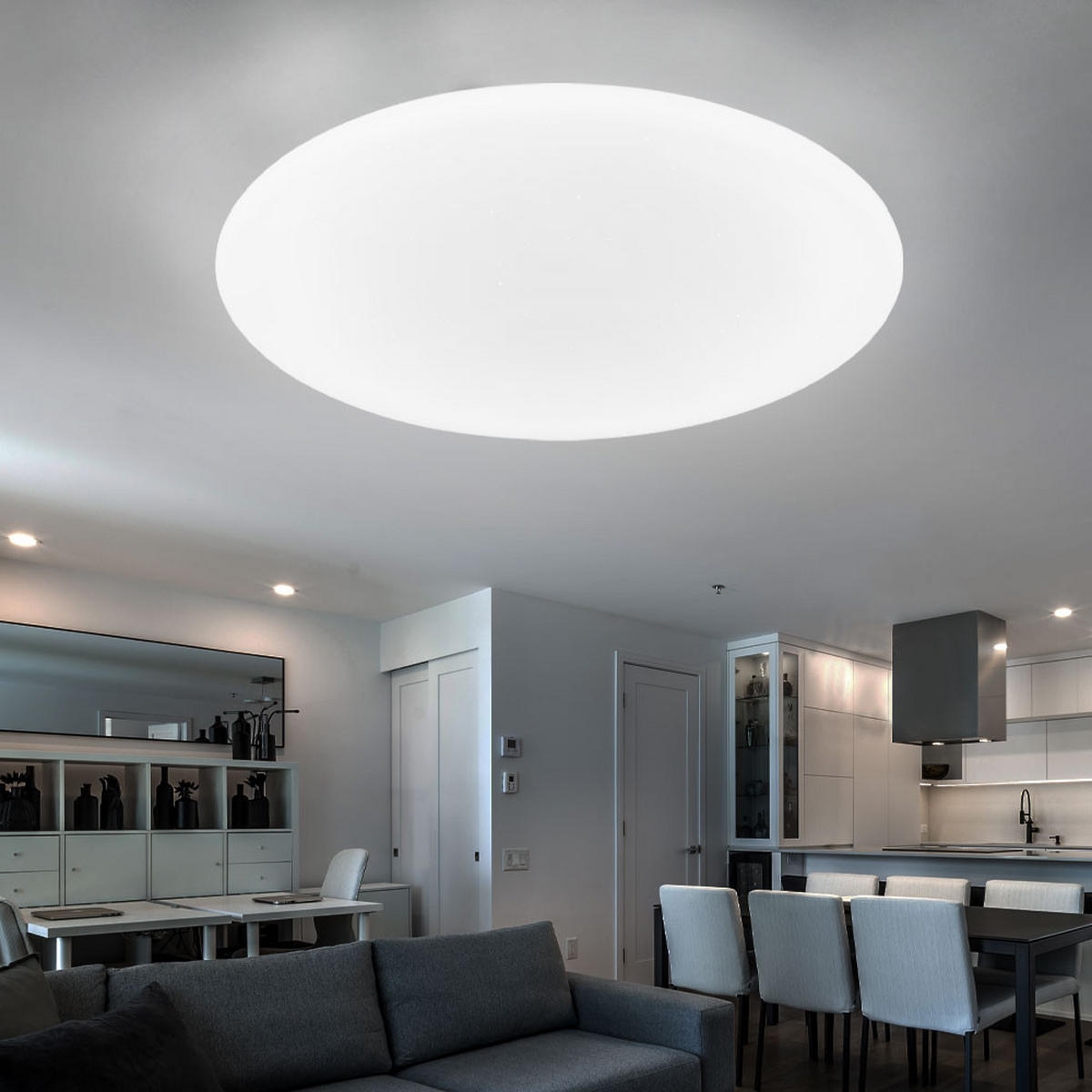 LED DECKENLEUCHTE Metall Weiß RENA - Weiß, Metall (70/70/8cm) - Globo Lighting