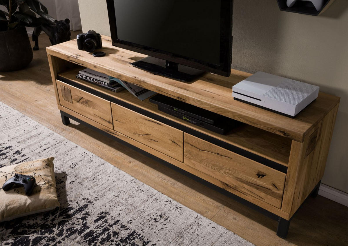 TV-BOARD Wildeiche 170x40x56 natur geölt VILLANDERS #114 - Naturfarben, Holz (170/56/40cm) - Massivmoebel24