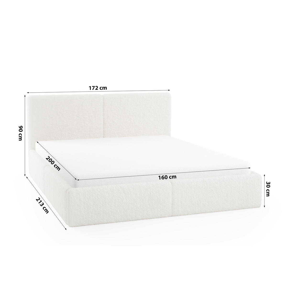 POLSTERBETT Doppelbett Sarria Slim Creme (Anthology 01) 160x200 cm - Creme, Textil (160/200cm) - Meblito