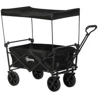 GARTENWAGEN DE-10434 klappbar mit Dach, 110 L Schwarz - Schwarz, Metall (52/105/97cm) - ComfortXL