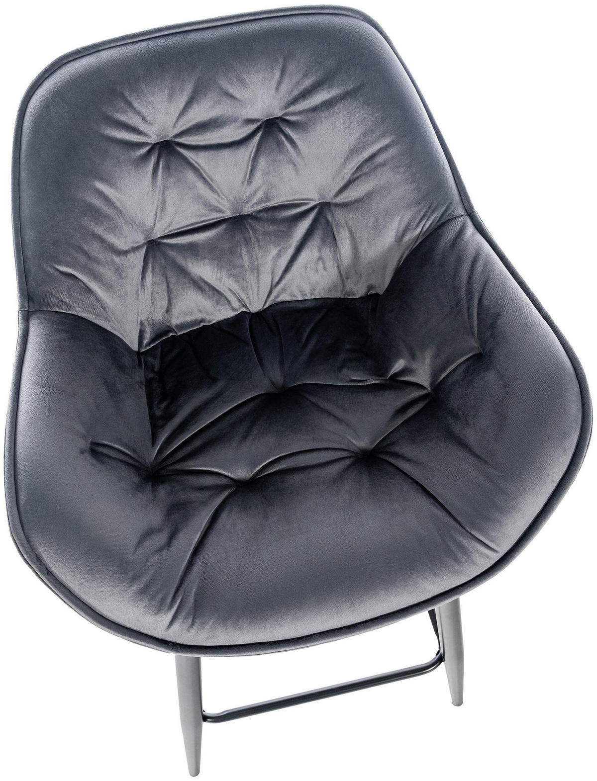 BARHOCKER 2er Set Gibal 76 Samt dunkelgrau - Schwarz/Grau, Textil/Metall (54/103/57.5cm) - TPFLiving