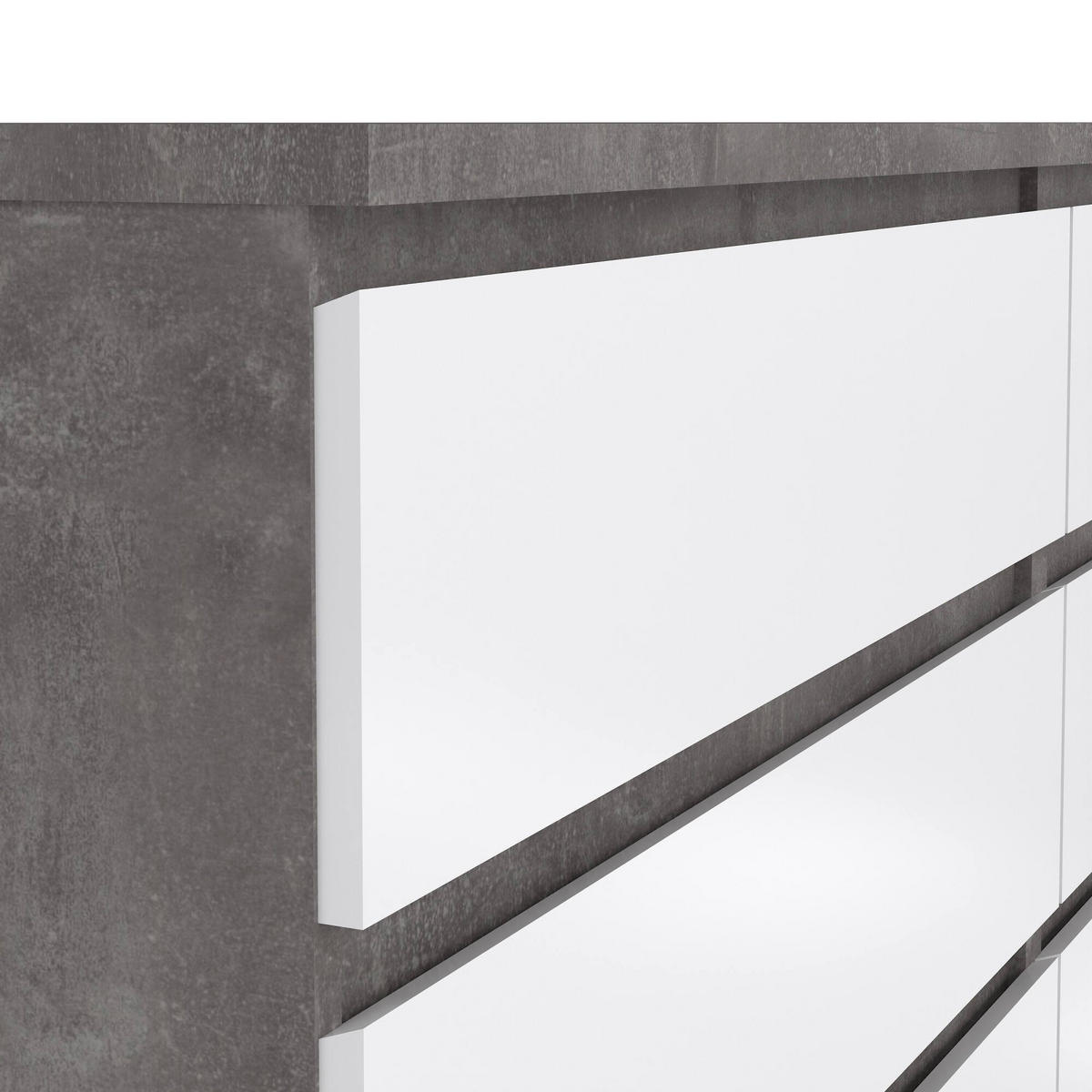 KOMMODE Zement, Glänzendes Weiß 50/153.8/70.1 cm - Grau, Holzwerkstoff (153.8/70.1/50cm) - DMORA