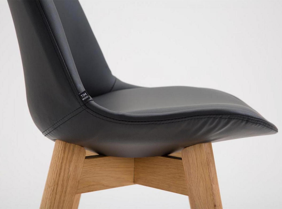 BARHOCKER 2er Set Lederlook schwarz - Eukalyptusholzfarben/Schwarz, Holz/Textil (48/112/56cm) - CLP