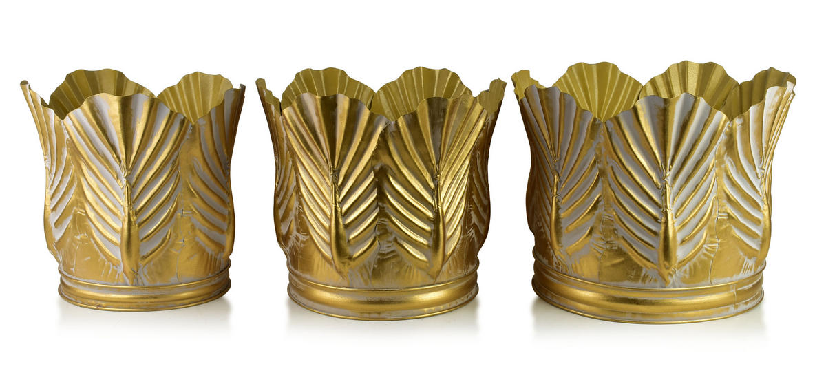 BLUMENTOPF Marina 3er Set Gold 51/51/40 cm Metall - Goldfarben, Metall (51/40/51cm) - Mondex