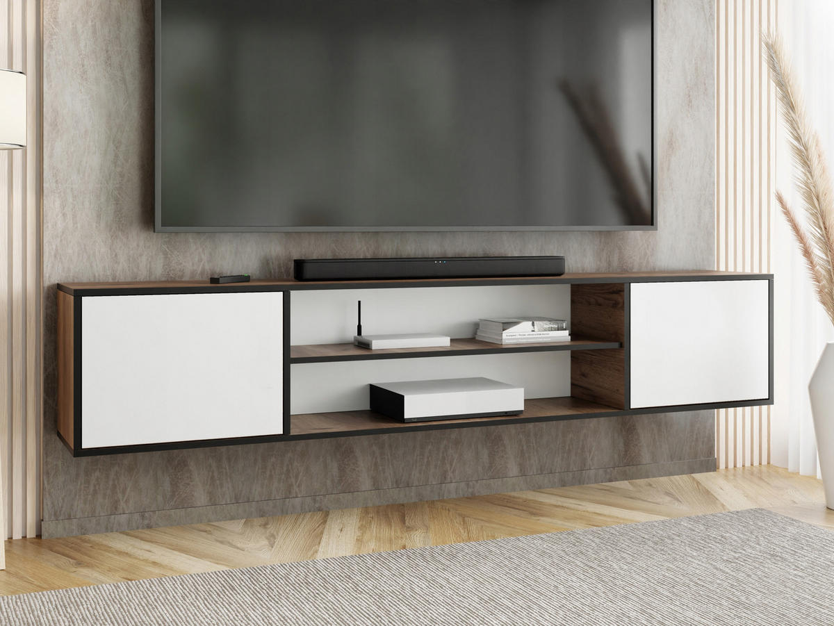 TV-LOWBOARD EDI 4 Craft Gold Eiche / Weiß – 2-türig - Honigeiche/Weiß, Holzwerkstoff (206.4/42/38.9cm)