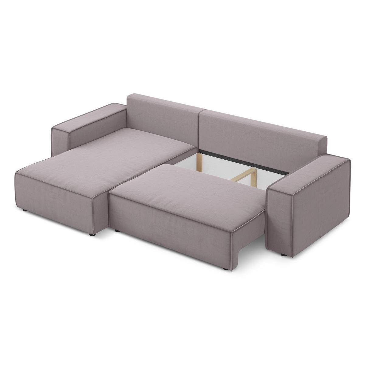 ECKSOFA mit Schlaffunktion Samt Stoff Violett - Lila/Flieder, Kunststoff/Textil (185/290cm) - LaMiaSofa