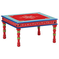 COUCHTISCH Rot Handbemalt Massivholz Mango - Rot, Holzwerkstoff (54/54/30cm) - furnicato
