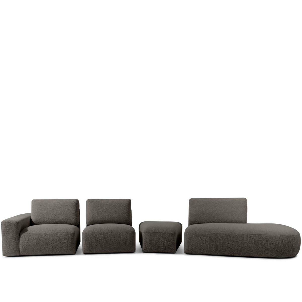 5-SITZER ECKSOFA ZUCCO Boucle rechts, Dunkelbraun - Dunkelbraun, Textil (430/84/105cm) - KONSIMO®