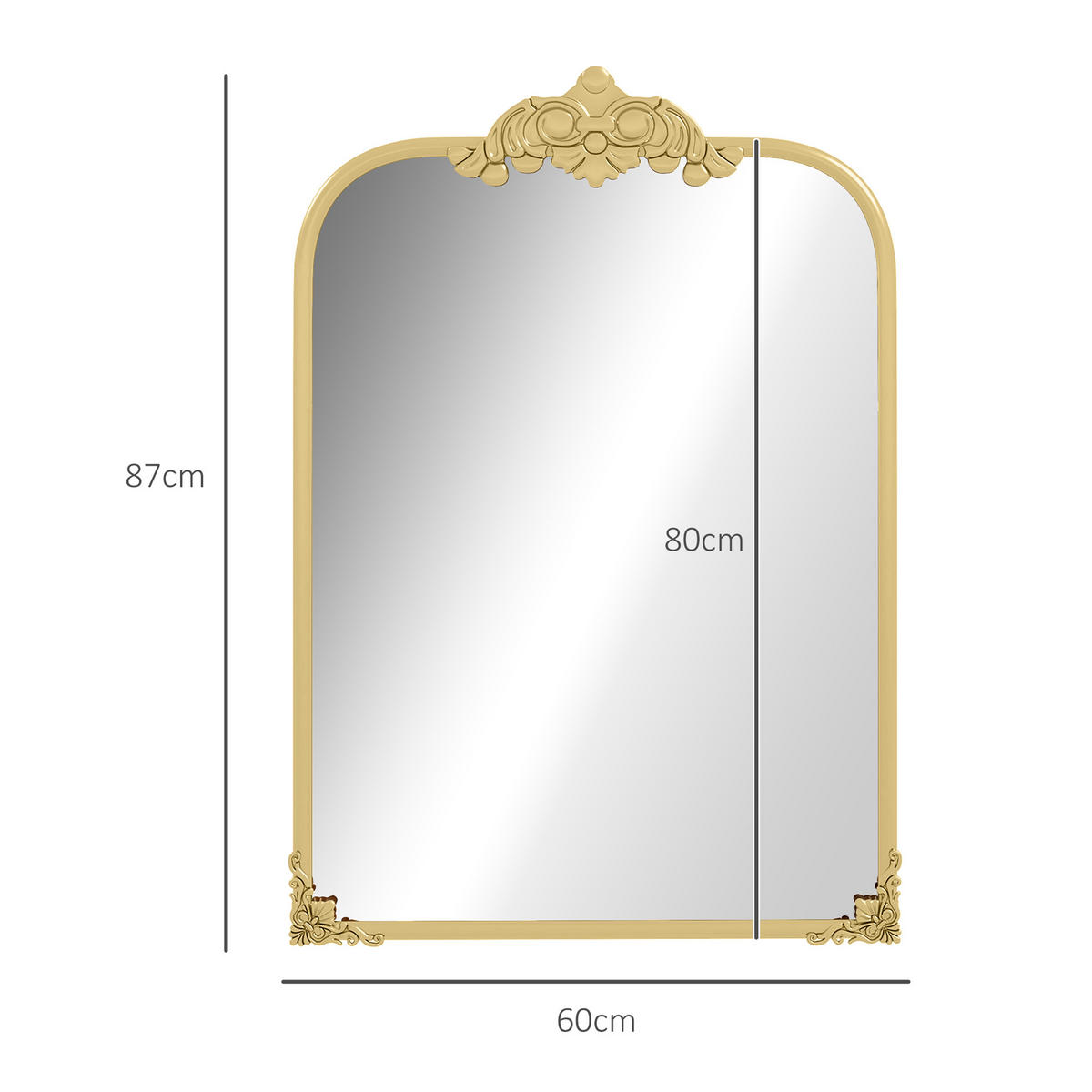 WANDSPIEGEL - Goldfarben, Glas/Metall (3/87/60cm) - HOMCOM