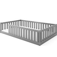 BODENBETT Bella 120x200 mit Rausfallschutz - Grau, Holz (120/200cm) - Interbeds