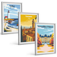 BILDER SET 3er Set - 40x60 cm Silberner Rahmen - Ansichten von Orten am Meer und von Städten - Silberfarben, Kunststoff (40/60cm) - TULUP
